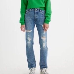 Levi’s 501 straight leg distressed jeans